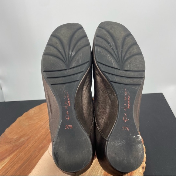 Pas De Rouge criss Cross flats Italian brown Leather Flats 37 1/2 US 7 - Picture 7 of 8